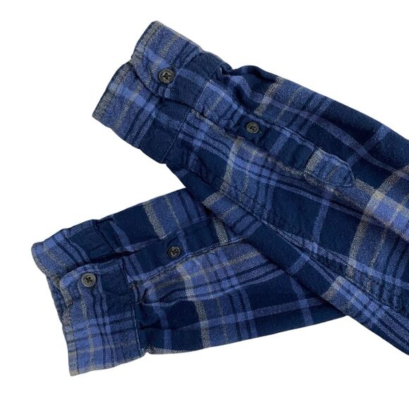 Christian Religious Flannel Shirt Womens 1X Shacket Upcycled Art Cottage Blue - Picture 4 of 16